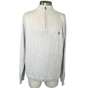 Chaps By Ralph Lauren Sweater Mens 1/4 Zip Long Sleeve Sz L Tan 100% Cotton Soft